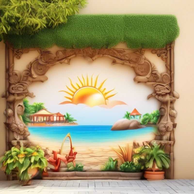 A close-up view of various outdoor wall decorations, showcasing different styles and materials.