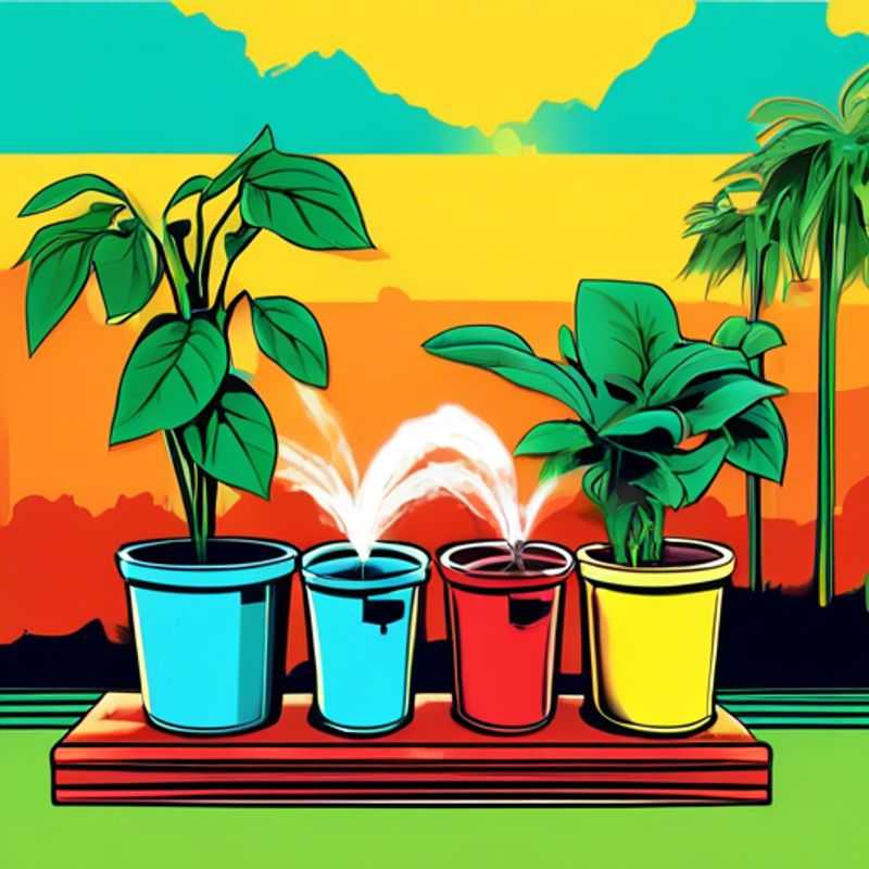 A close-up of a self-watering system for plants, showcasing the reservoir, wicking material, and plant pot.