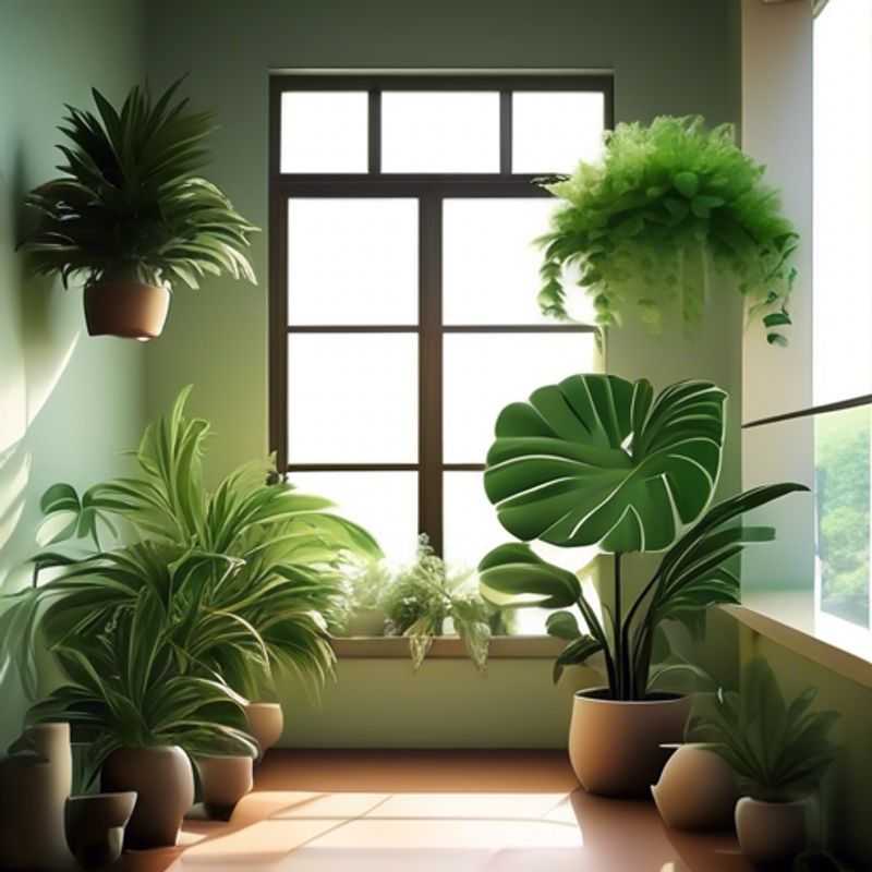 A close-up image of various house plants, showcasing their unique leaf shapes, textures, and colors.