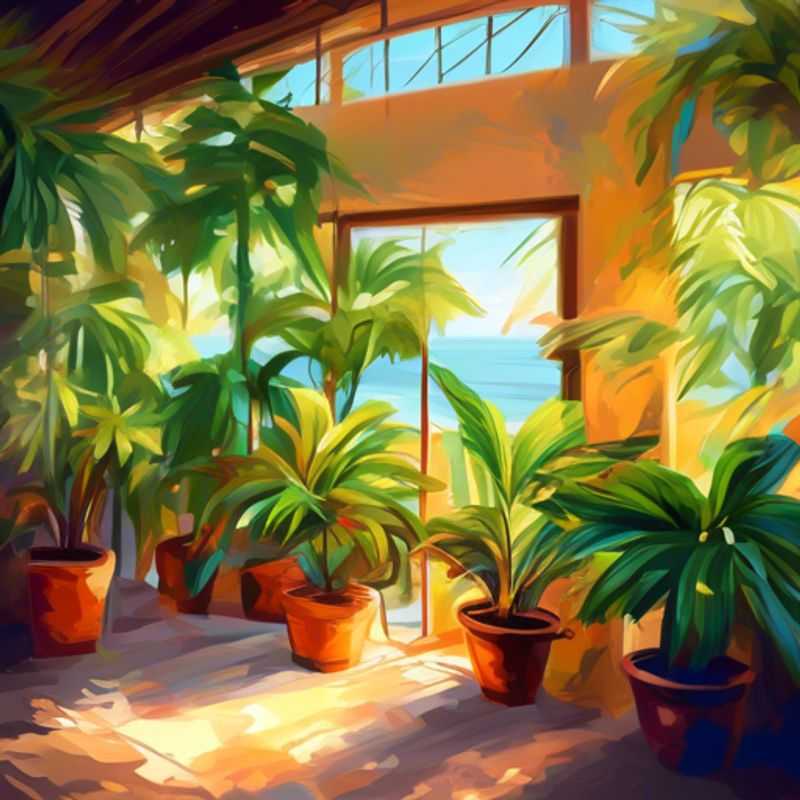 A lush collection of shade-loving houseplants, thriving in a dimly lit indoor space.