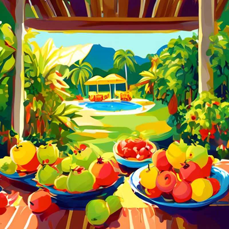 A variety of fresh fruits growing in a garden.
