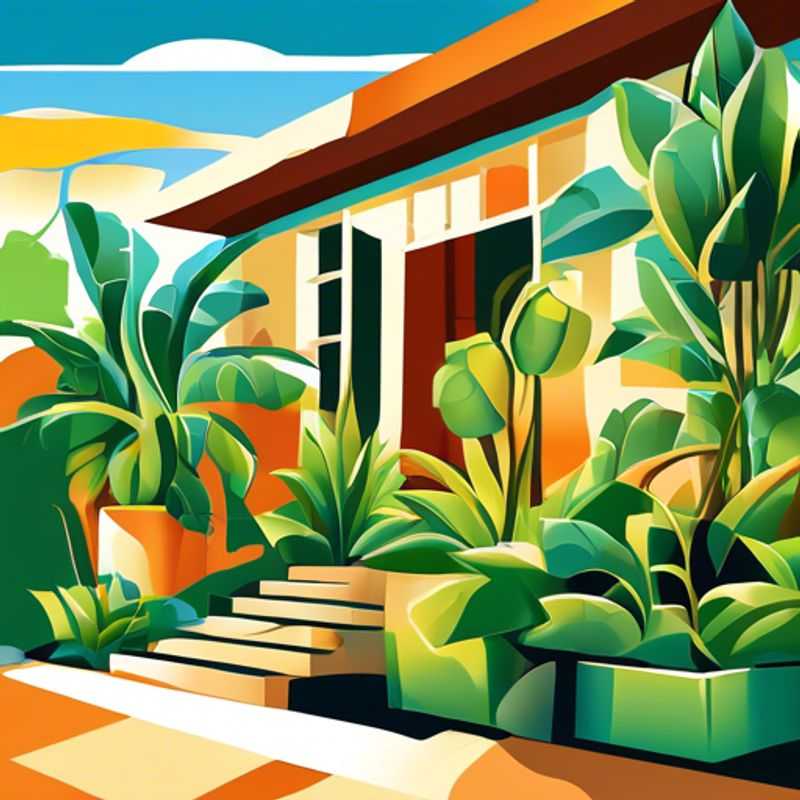 A variety of lush, vibrant plants thriving in a front-of-house garden setting.