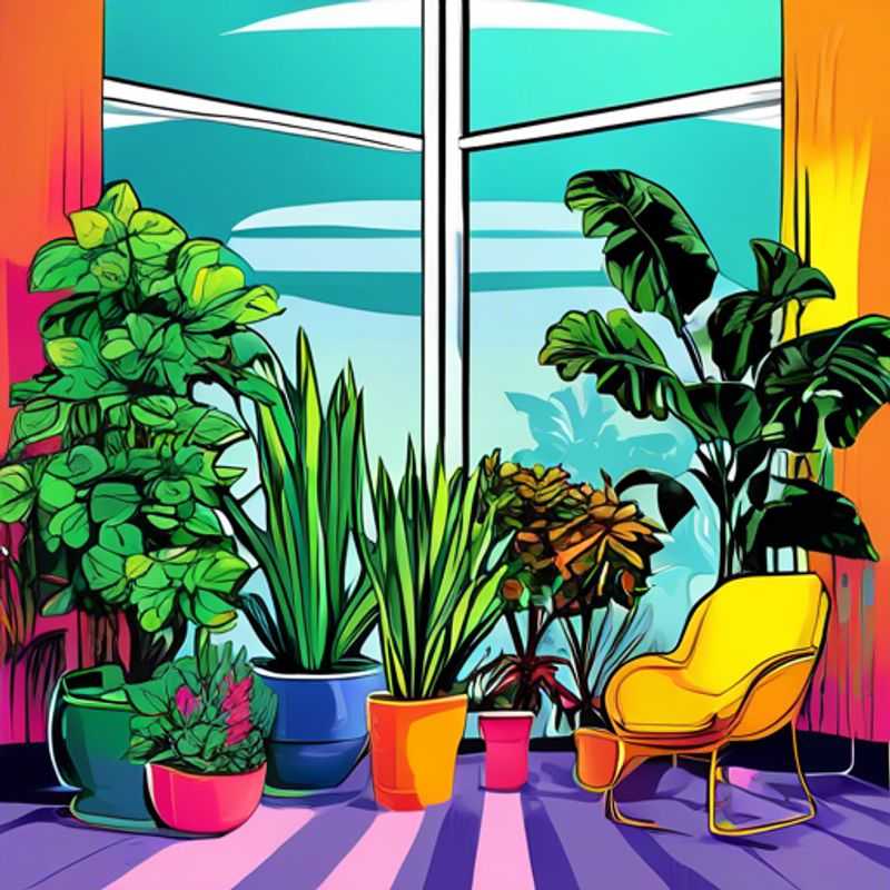 A variety of indoor plants, showcasing different shapes, sizes, and foliage types.