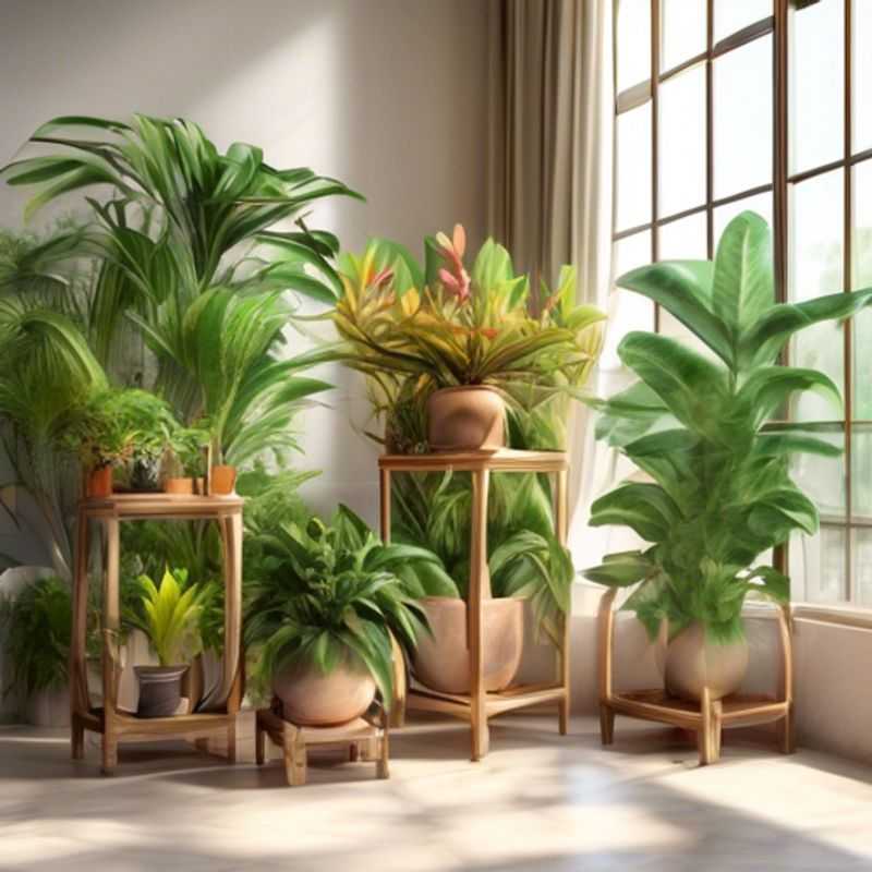 A variety of stylish plant stands for indoor plants, showcasing different materials, sizes, and designs.