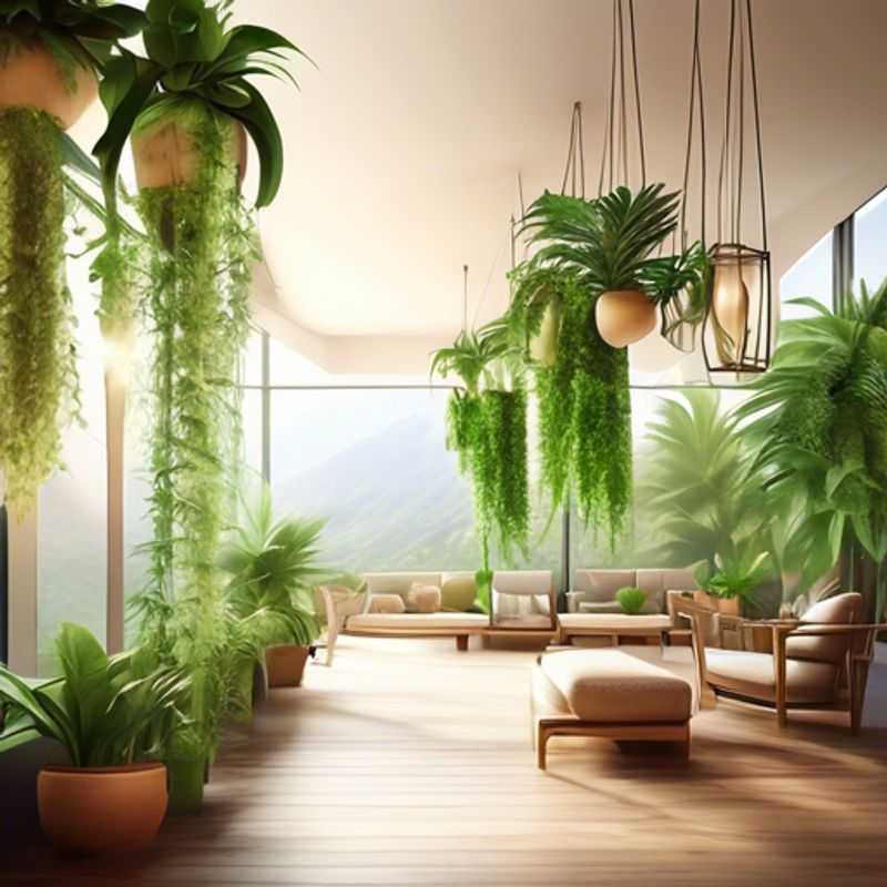 A collection of lush, hanging indoor plants adding a touch of greenery to a modern living space.