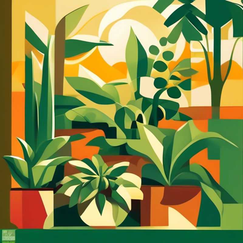 A variety of common household plants, showcasing their different shapes, sizes, and textures.