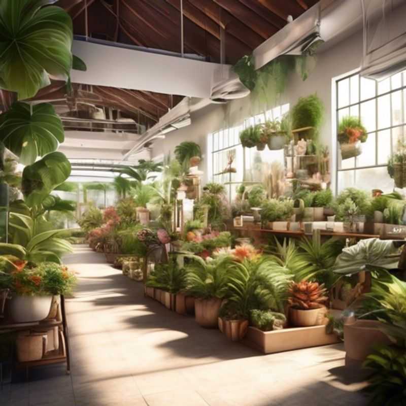A bustling indoor plant store, filled with vibrant greenery and curious shoppers.