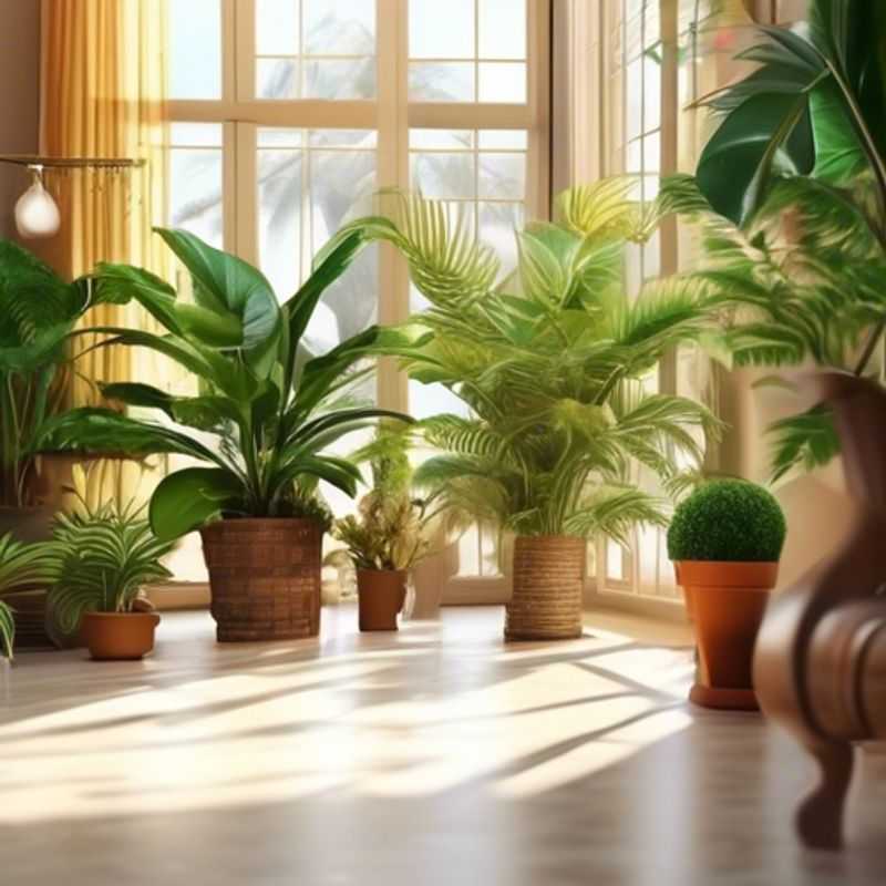 A lush collection of houseplants, adding vibrancy and life to a home interior.