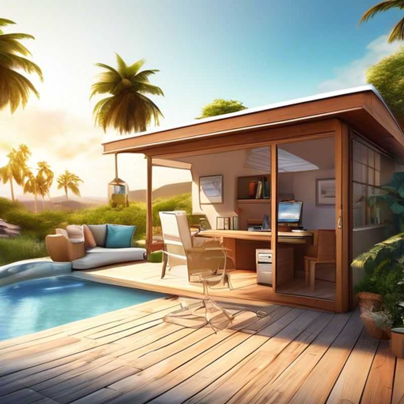 A cozy backyard office space, perfect for working from home.