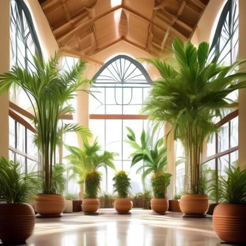A variety of tall indoor plants in a living room setting.