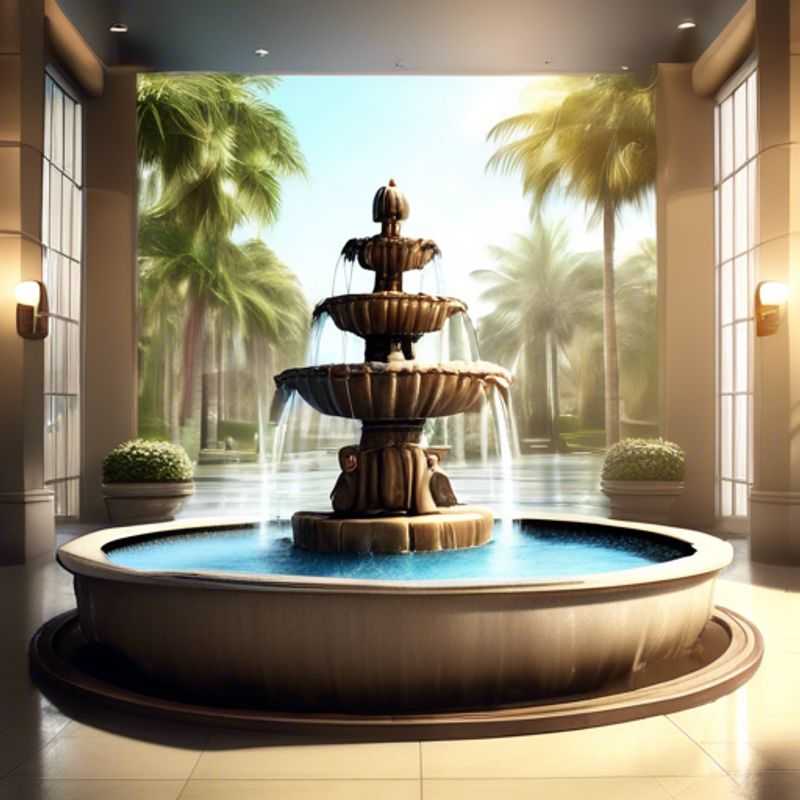 A sleek, modern indoor water fountain with cascading water.