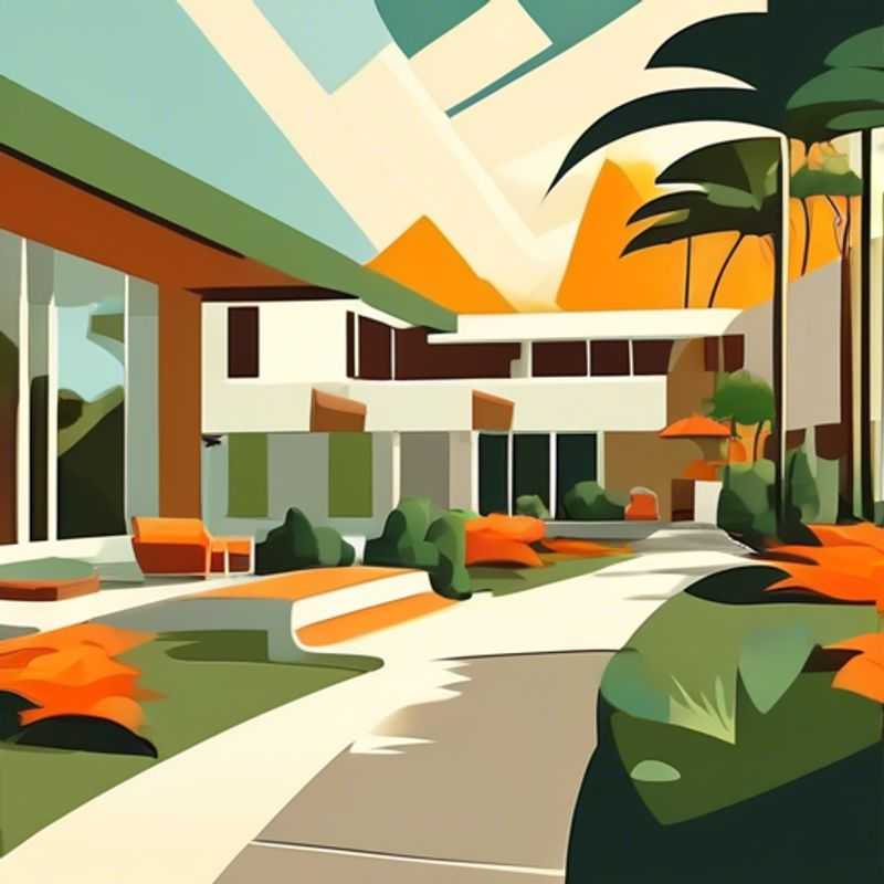 Mid-century modern landscaping design.