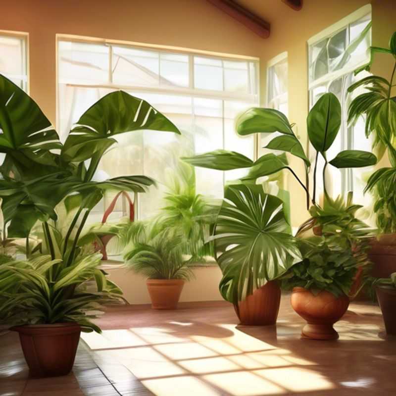 A lush collection of shade-loving houseplants, thriving in a dimly lit indoor space.