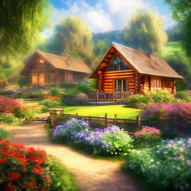 A charming garden log cabin, perfect for relaxation and outdoor enjoyment.