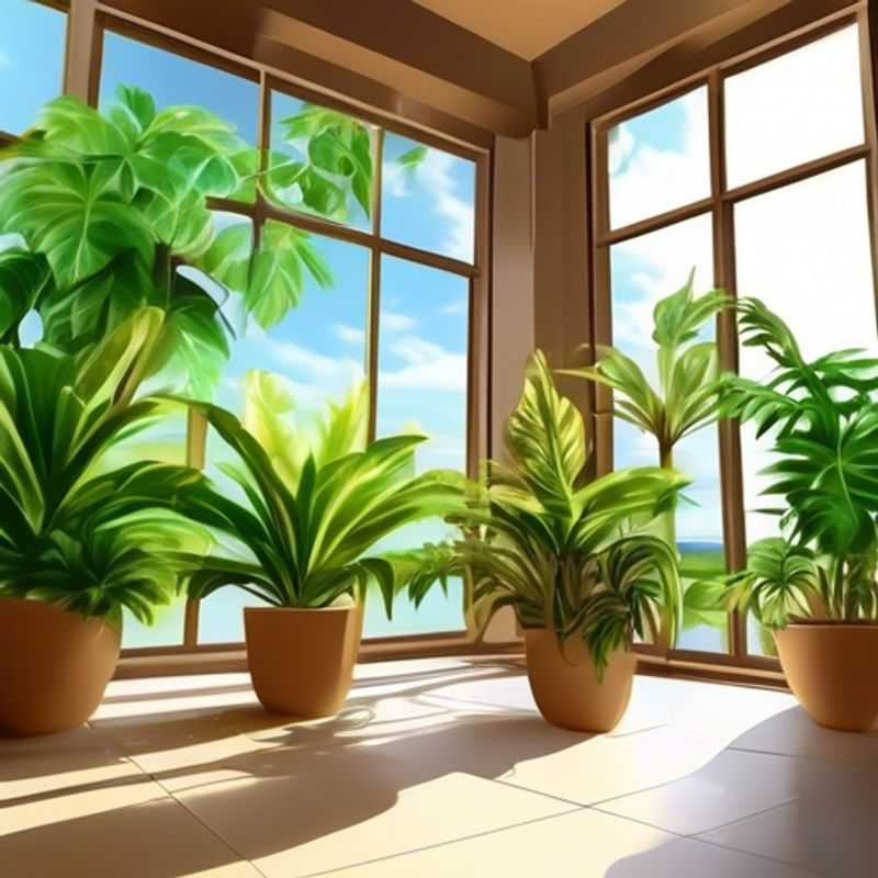 A variety of easy-care houseplants, including succulents, snake plants, and ZZ plants.
