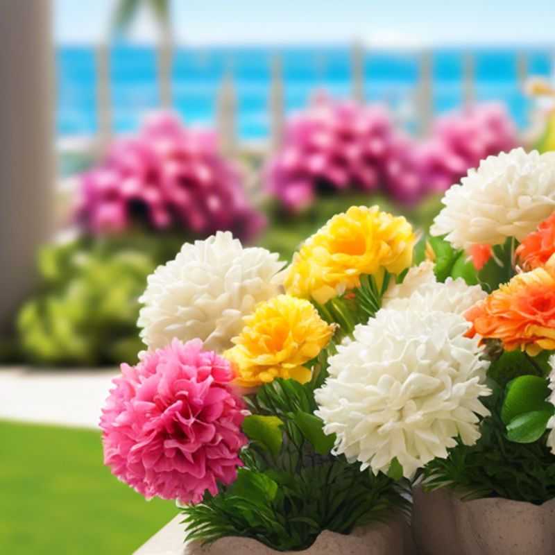 Flores artificiales para exteriores.