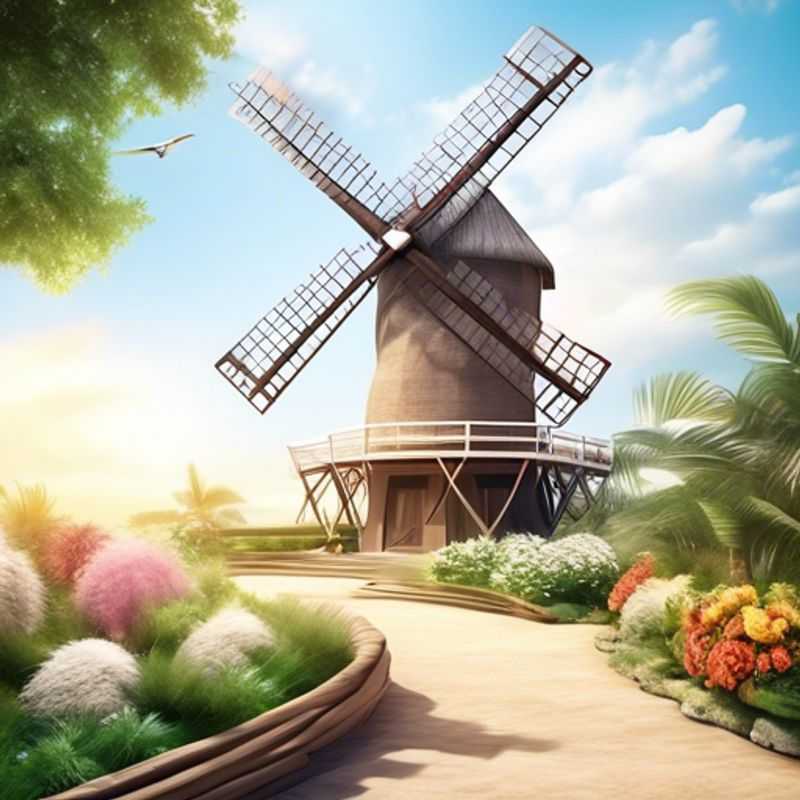 A close-up shot of a decorative windmill, showcasing its intricate details and rustic charm.