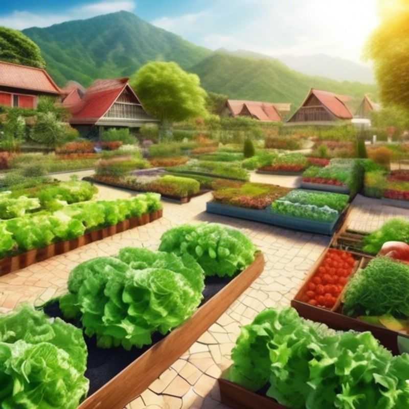 A vibrant and flourishing vegetable garden, showcasing a variety of plants and healthy growth.