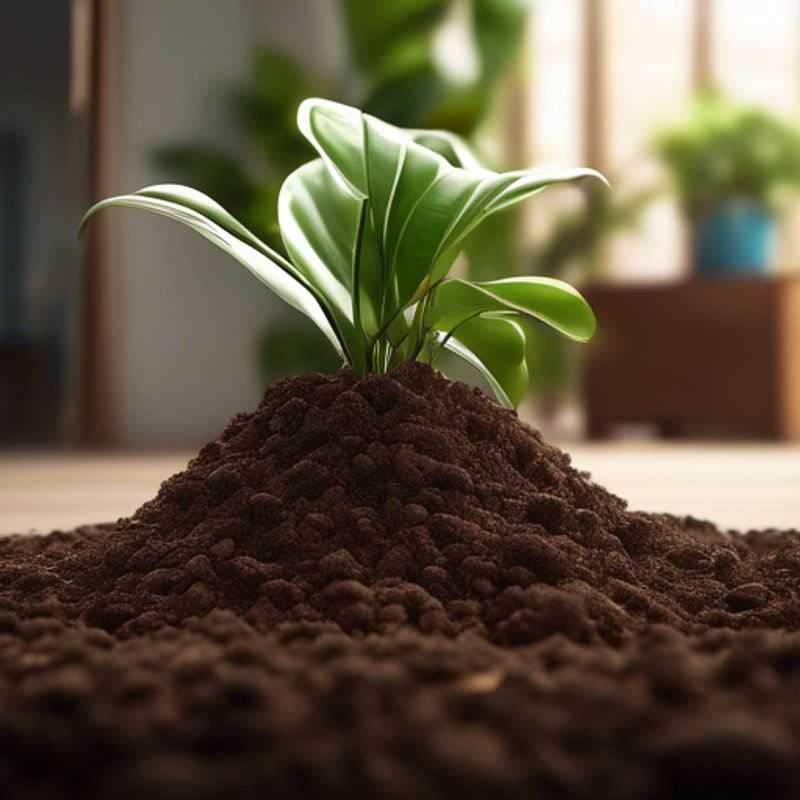 Close-up of rich, textured house plant soil.