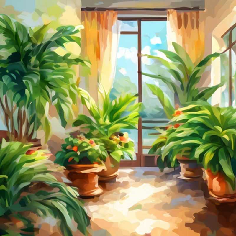A vibrant collection of house plants, showcasing their diverse shapes, textures, and colors.