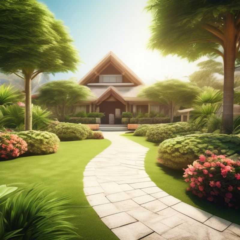 A beautifully landscaped front garden.