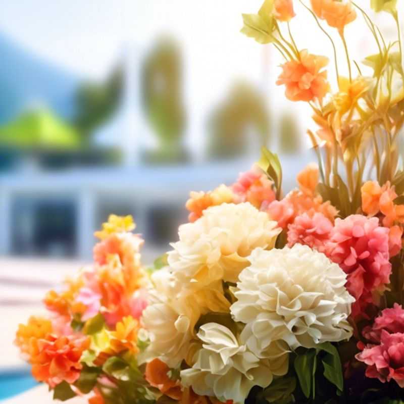 Flores artificiales para exteriores.