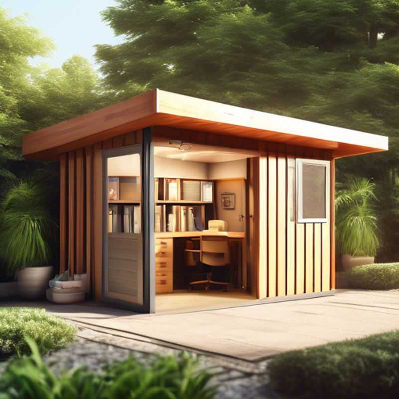 A modern outdoor office shed, providing a tranquil and inspiring workspace amidst nature.