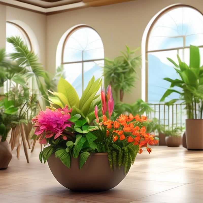 A vibrant display of flowering indoor plants, showcasing a variety of colors and textures.