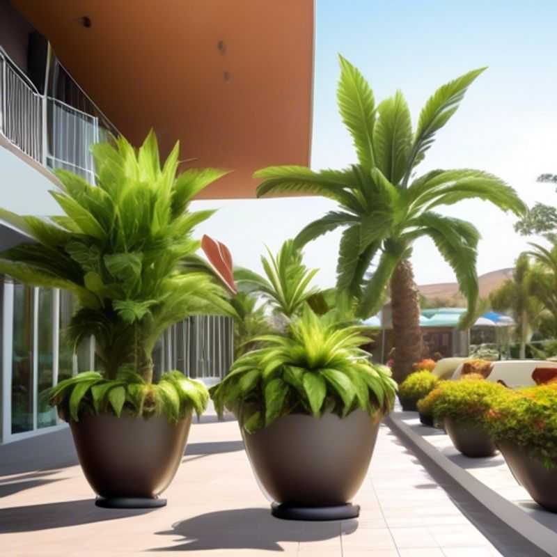 Large artificial outdoor plants in pots, adding lush greenery to your outdoor space.
