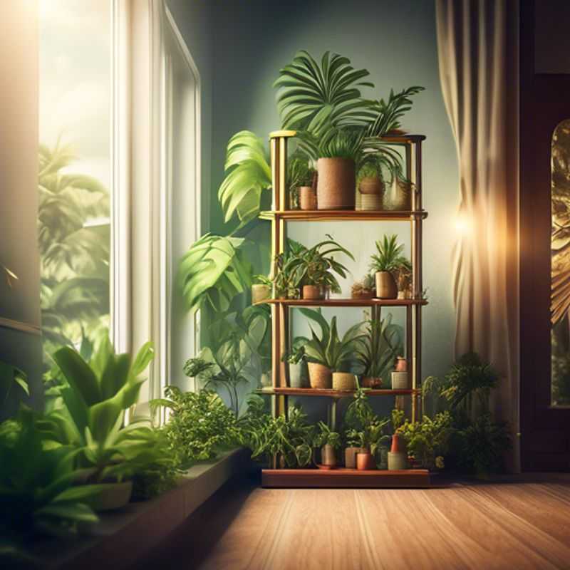 A stylish indoor plant shelf, showcasing its multiple tiers and open design for displaying a variety of plants.