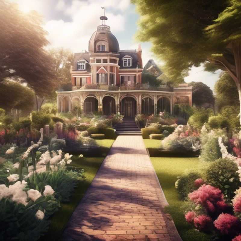A lush and vibrant Victorian garden, showcasing the intricate design and abundant flora characteristic of this style.