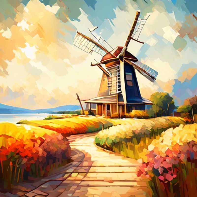 A close-up shot of a decorative windmill, showcasing its intricate details and rustic charm.